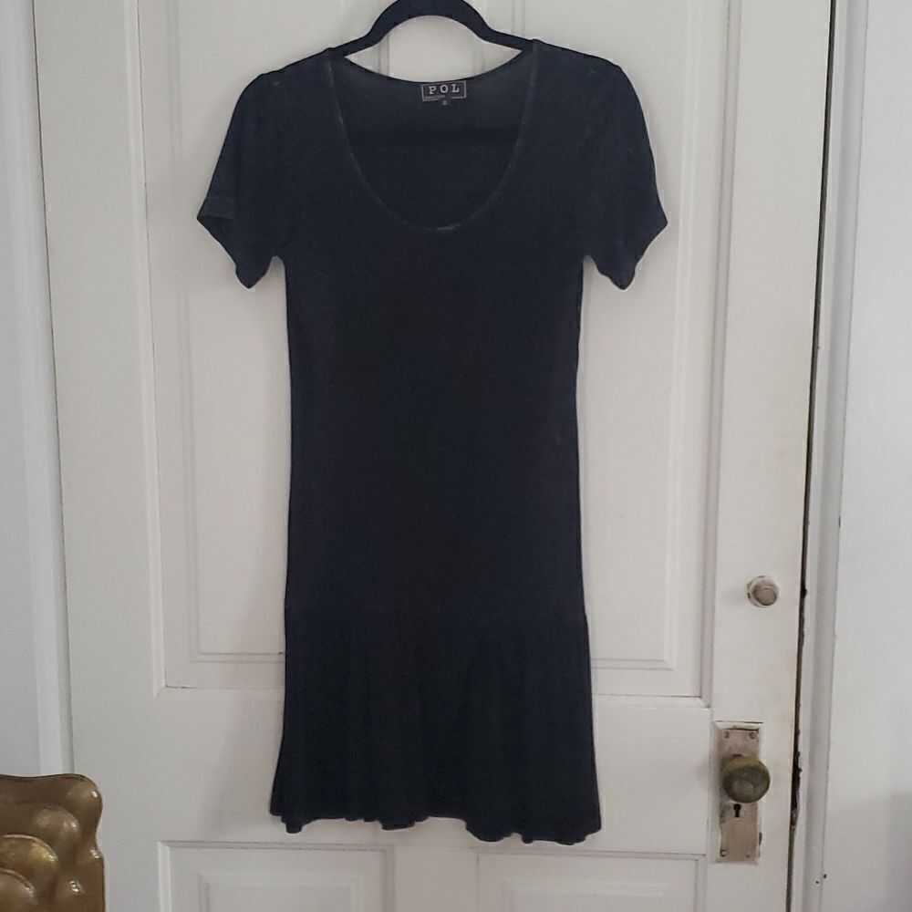 POL Scoopneck Drop Waist Black Dress